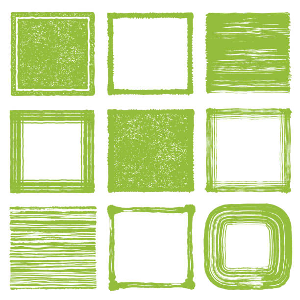 ブラシストロークの正方形のセット。緑茶のイメージ。マッチ画像。 - 抹茶点のイラスト素材／クリップアート素材／マンガ素材／アイコン素材