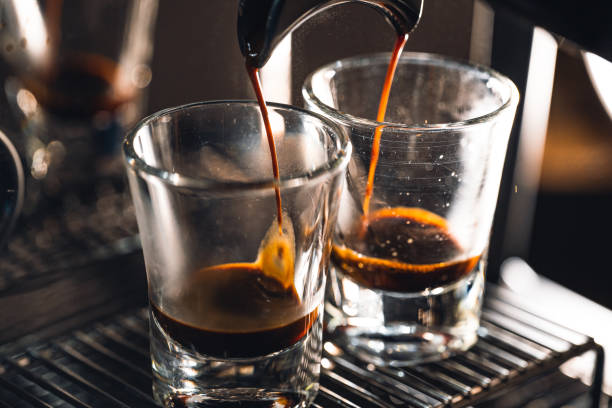 istock Coffee-Make coffee from the machine at home 1225737077