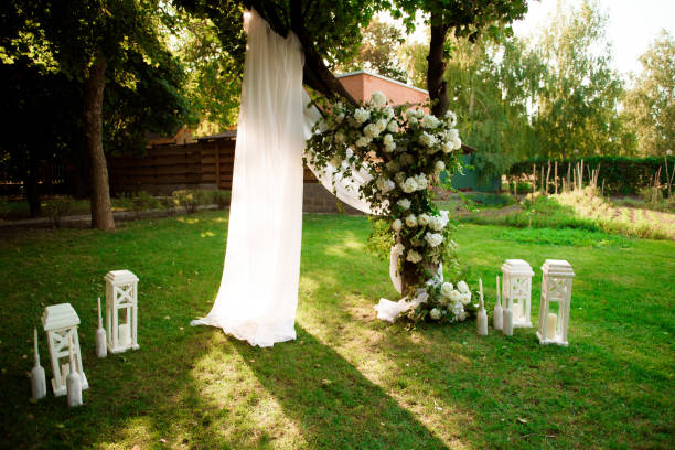 istock wedding ceremony decoration, beautiful wedding decor, flowers 1225738515