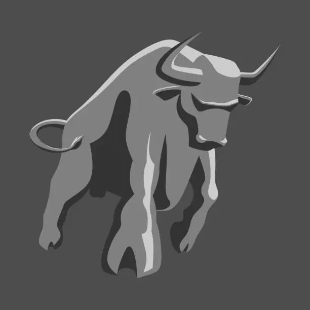 Vector illustration of angry bull stylized for logo, print or tattoo