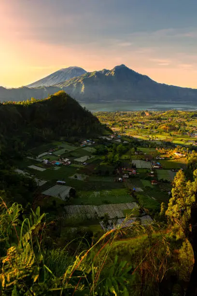 Beautiful Scenery At Kintamani Bali, View point Mount Abang and Mount Agung