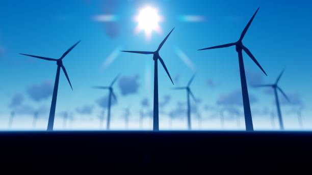 istock Windmill Landscape With Blue Sky And Sun 1225748112