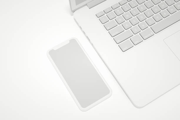 istock Blank Screen Smartphone and Laptop on White Background 1225751050