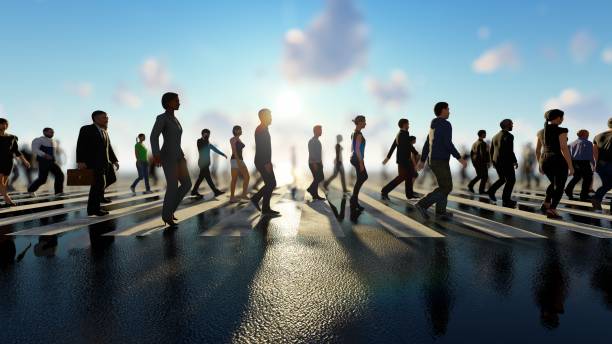 istock Many People Are Crossing The Crosswalk.3D Background 1225752623