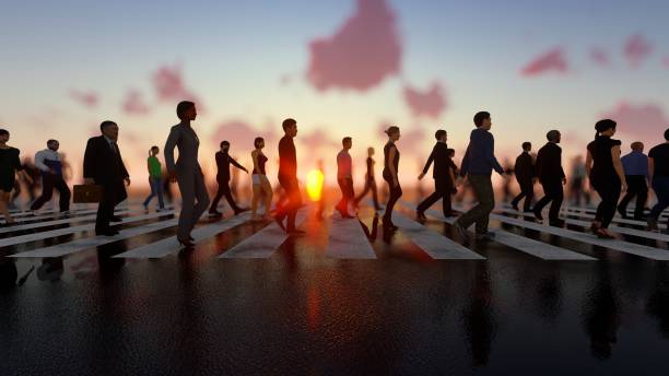istock 3D People Walking On Crosswalk At Sunset 1225753910