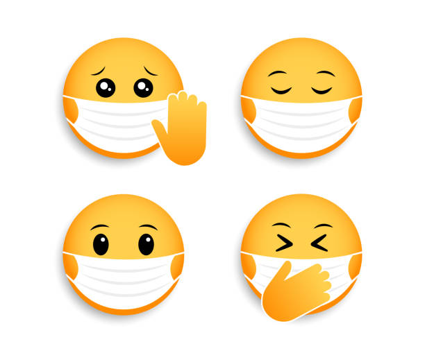 istock Medical mask emoticons. Vector icon for coronavirus. Smileys for social media chat. 1225755771