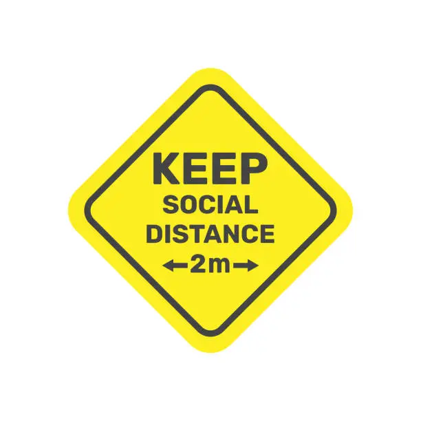 Vector illustration of Social Distancing. Keep safe distance 2 metres icon. Warning Sign. Vector Image. EPS 10.