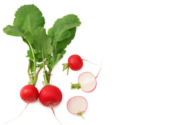 istock fresh radish with slices isolated on white background. top view 1225758405
