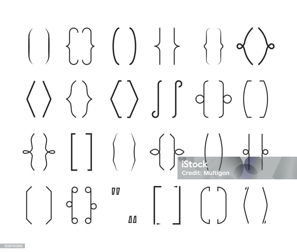 Geometric Brackets Braces Frame Set Curved Geometric Brackets Curly Decorative Lines With ...