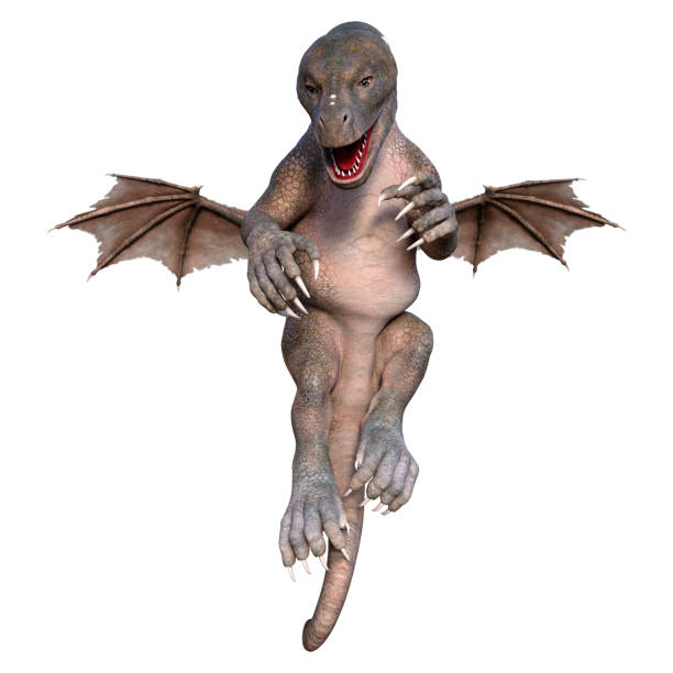 istock 3D illustration fantasy dragon on white 1225762715