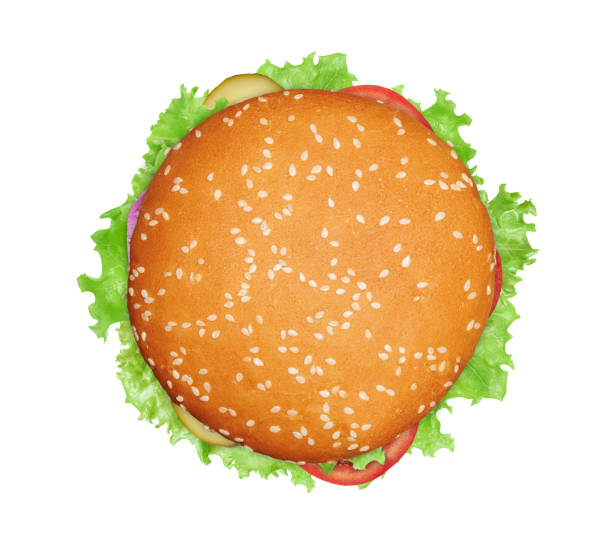 istock Vegetarian burger isolated on white background. Top view 1225769544