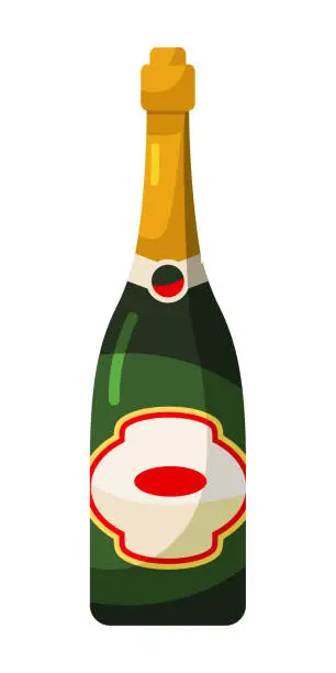 Vector illustration of Champagne bottle isolated on white background