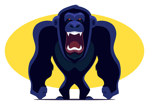 vector illustration of angry chimpanzee screaming