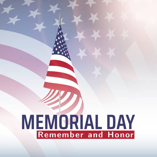 ilustrações de stock, clip art, desenhos animados e ícones de memorial day in united states with lettering remember and honor. holiday of memory and honor of soldiers, military personnel who died while serving in the us armed forces. vector banner - backgrounds us memorial day patriotism american flag