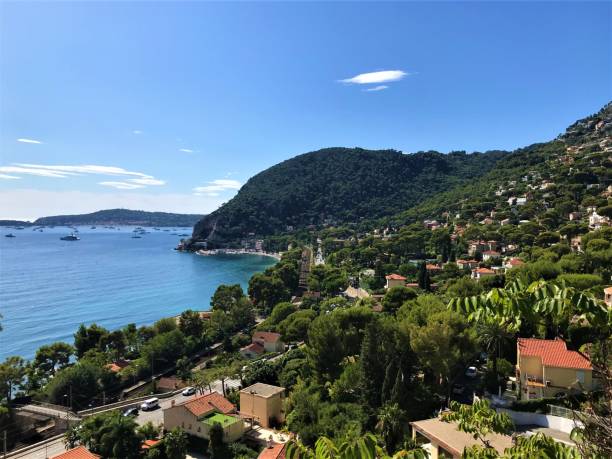 French Riviera view at Eze-Sur-Mer Eze, France - September 25 2019: Scenic coastal view of French Riviera at Eze-Sur-Mer biot stock pictures, royalty-free photos & images