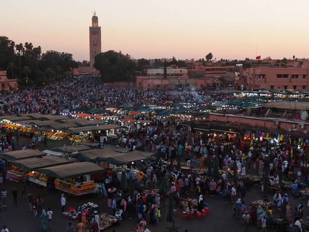 istock Jemaa the fna square at sunset 1225782260
