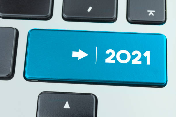 Close Up Laptop Key With 2021 Message