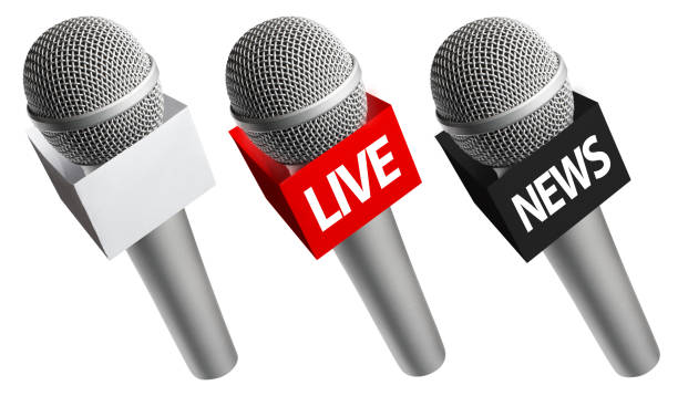 istock Set of wireless microphones on white 1225782804