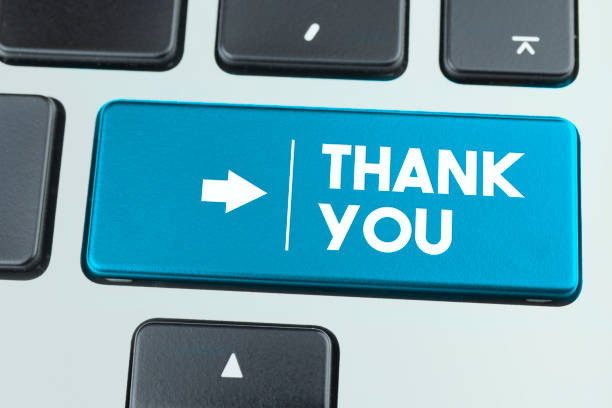 istock Close Up Laptop Key With Thank You Message 1225784089