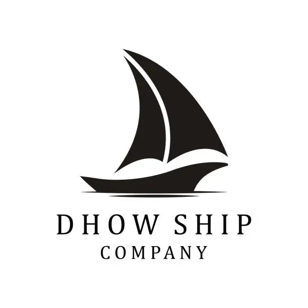 Vector illustration of Silhouette of Dhow design. Dhow Or Ship Design Inspiration Vector. Traditional Sailboat from Asia / Africa