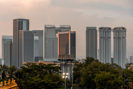 Modern apartments and office buildings in Kuala Lumpur.