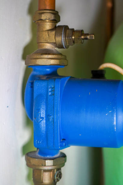 istock Blue industrial heating water pump 1225790507