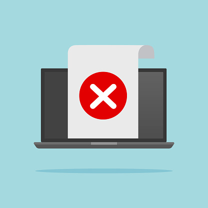 Computer Laptop With Checkmark On Screen Incorrect Form Or Wrong Symbol ...