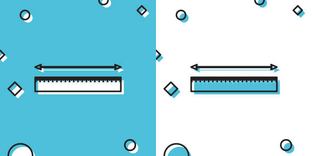 istock Black The measuring height and length icon isolated on blue and white background. Ruler, straightedge, scale symbol. Random dynamic shapes. Vector Illustration 1225800427