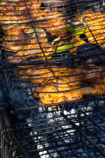 istock Tasty roasted chicken barbeque with vegetable 1225804312