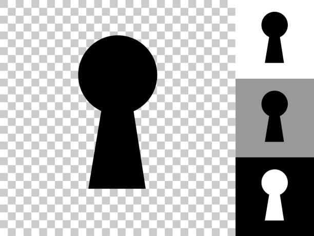 ilustrações, clipart, desenhos animados e ícones de ícone do buraco da chave no fundo transparente do checkerboard - keyhole