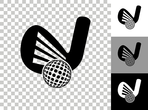 Golf Icon on Checkerboard Transparent Background. This 100% royalty free vector illustration is featuring the icon on a checkerboard pattern transparent background. There are 3 additional color variations on the right..