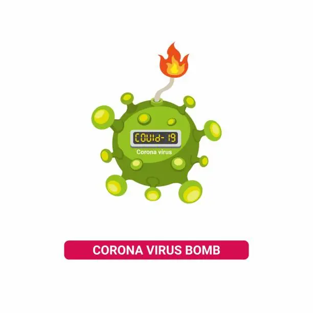 Vector illustration of bacteri virus bomb, symbol for corona virus epidemic isolated in flat illustration vector white background cartoon