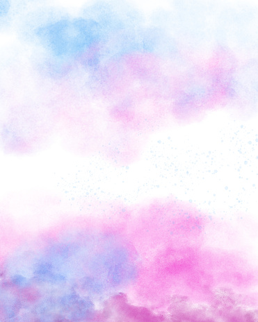 An blue, pink background, painted with watercolor, with splashes of paint and lines. template for text, design.