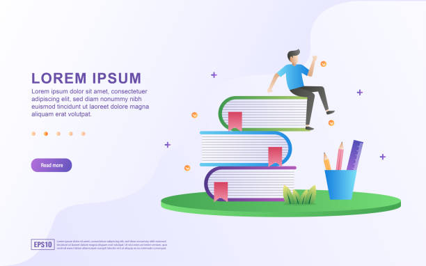 istock Vector illustration of reading a book and studying with book and stationery icon. 1225810368