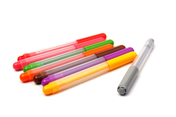 istock Colorful marker pen set on isolated background with clipping path. Vivid highlighter and blank space for your design or montage 1225810732