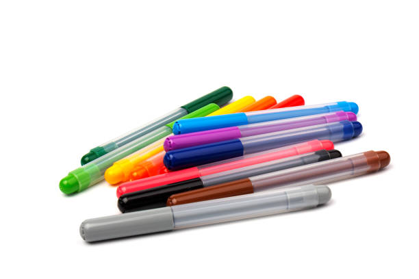 istock Colorful marker pen set on isolated background with clipping path. Vivid highlighter and blank space for your design or montage 1225810733