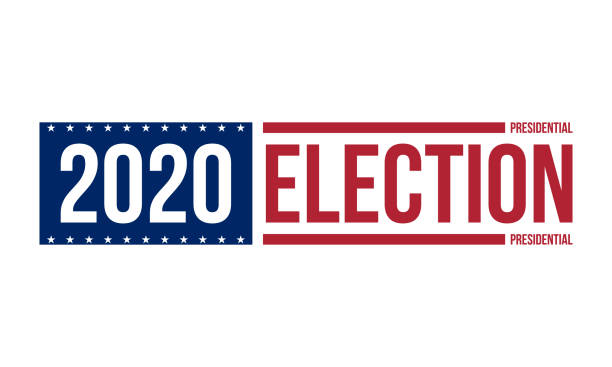 2020 presidential election logo in red and blue colors, vector illustration 2020 presidential election logo in red and blue colors, vector illustration midterm election stock illustrations