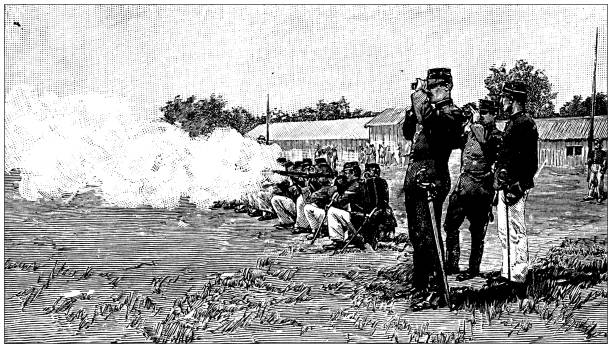 istock Antique illustration of scientific discoveries, experiments and inventions: Firing squad 1225817276