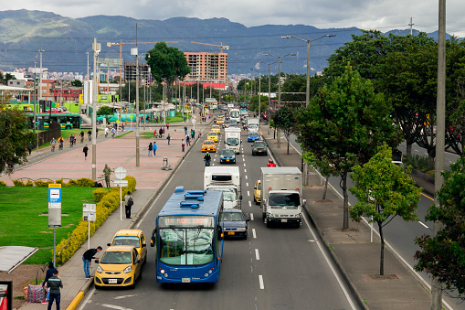 Avenida calle 80, one of the main avenues of the city and a backbone of the Transmilenio mass transit bus system, Bogotá May 18, 2020