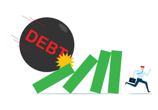 dług - domino despair finance debt stock illustrations