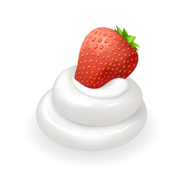 istock Ripe Strawberry on Top of Whipped Cream Swirl 1225820184