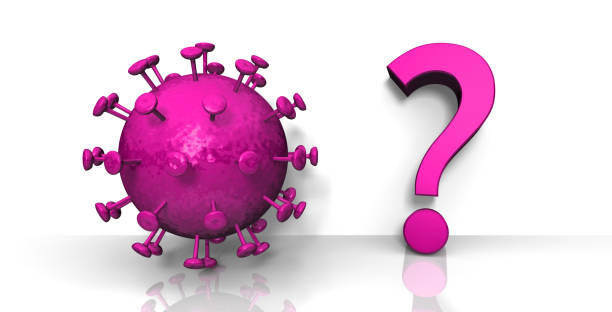 istock Coronavirus Covid-19 sign pink symbol question mark interrogation point icon 3d rendering 1225825508