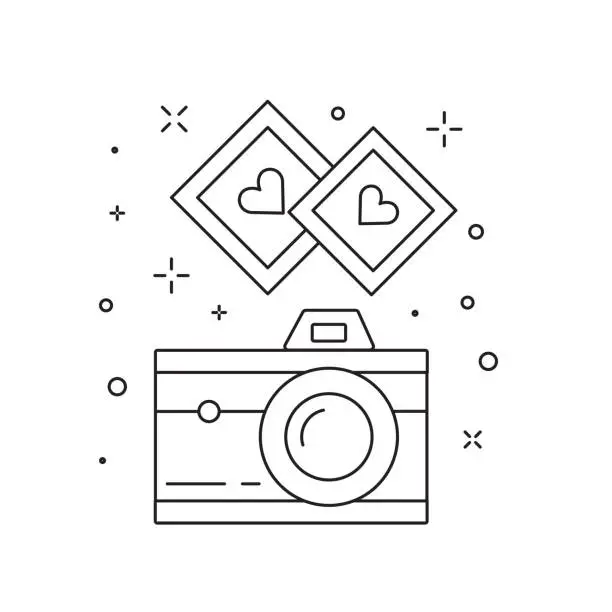 Vector illustration of Love Camera for Instant Photo Line Icon