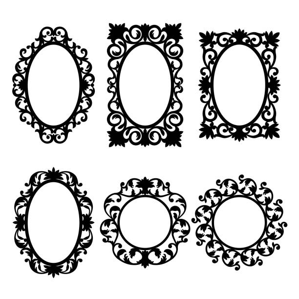 ramki lustrzane. - mirror ornate silhouette vector stock illustrations