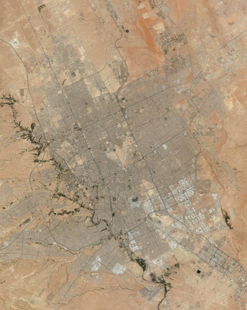 Aerial view of the Riyadh city in central Saudi Arabia stock photo