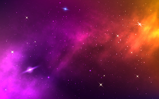 Space Background Yellow Colorful Galaxy Realistic Purple Nebula With  Stardust And Planet Shining Stars In Cosmos Futuristic Backdrop For Poster  Brochure Banner Vector Illustration Stock Illustration - Download Image Now  - iStock