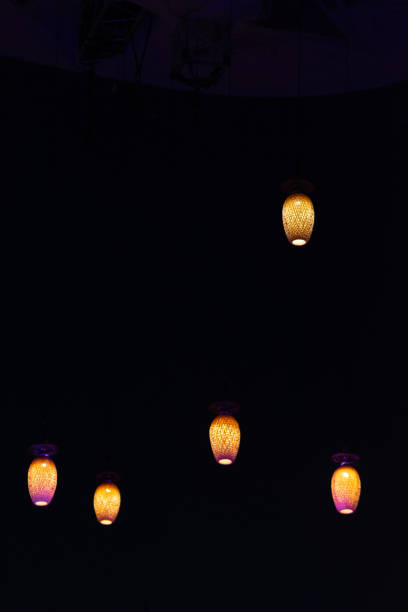 istock Beautiful ornamental lights on a dark blue sky 1225835033
