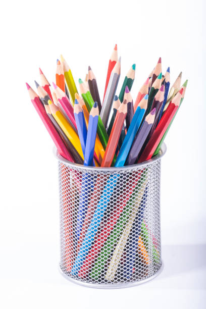 istock Colored pencils and pastel pencils arranged in a pencil case 1225835186