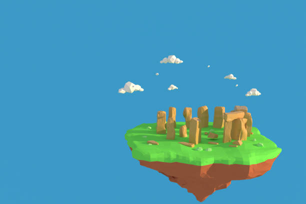 istock 3D illustrator  Stonehenge of Salisbury Plain, Wiltshire, England. 3d rendering Low Polygon Geometry Background. Abstract Polygonal Geometric Shape. Lowpoly Minimal Style Art. 1225837158