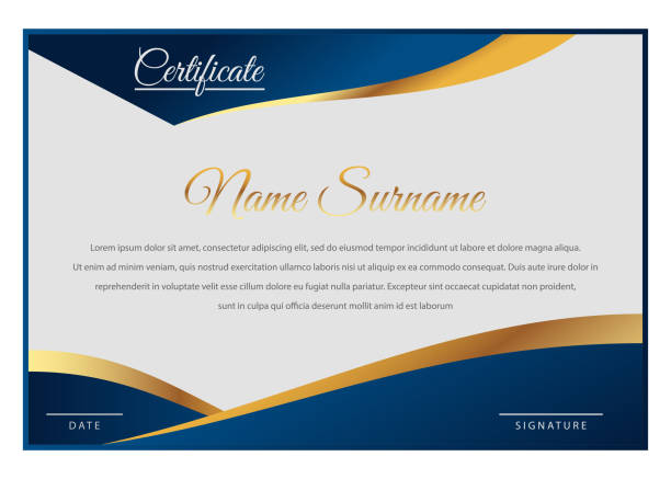 illustrations, cliparts, dessins animés et icônes de élégant certificate template vector - certificate frame award gold
